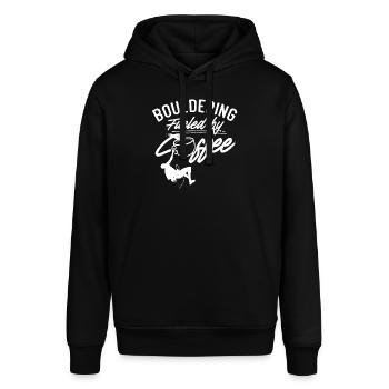 Bouldern Angetrieben durch Kaffee Boulderer - Stanley/Stella Unisex Hoodie SOUNDER - Schwarz - Vorne - Alina (178cm) & Michal (187cm)