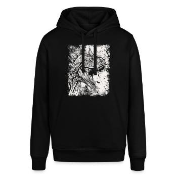 Carnotaurus Dinosaurier Grunge Prehistoric Dino - Stanley/Stella Unisex Hoodie SOUNDER - Schwarz - Vorne - Alina (178cm) & Michal (187cm)