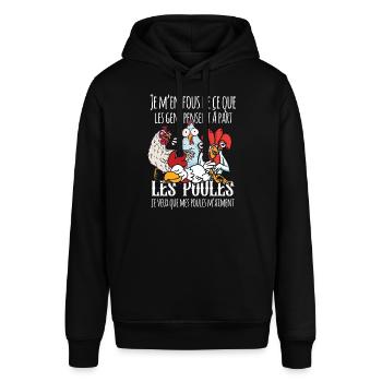 Poules T-shirt Humour Fermier Cadeau Rigolo - Sweat à capuche SOUNDER Stanley/Stella Unisexe - noir - Devant - Alina (178cm) & Michal (187cm)