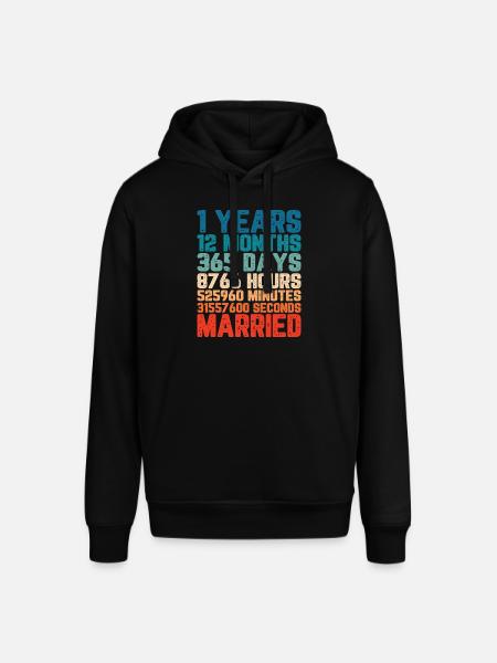 1 jaar getrouwd Huwelijk Saying Gift - Stanley/Stella Uniseks biologische hoodie SOUNDER - zwart