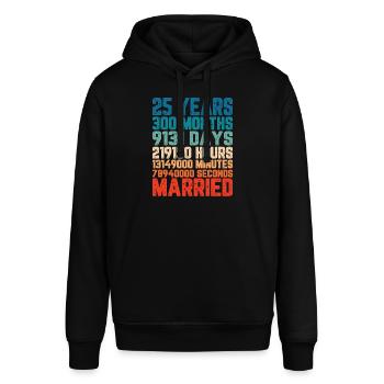 25 Jahre verheiratet Hochzeit Ehe Spruch Geschenk - Stanley/Stella Unisex Hoodie SOUNDER - Schwarz - Vorne - Alina (178cm) & Michal (187cm)