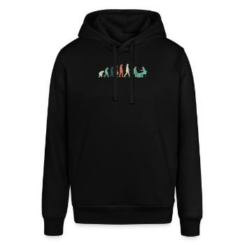Evolution Schach Schachfigur - Stanley/Stella Unisex Hoodie SOUNDER - Schwarz - Vorne - Alina (178cm) & Michal (187cm)