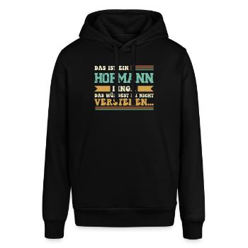 Familienname Hofmann - für Familie Hofmann - Stanley/Stella Unisex Hoodie SOUNDER - Schwarz - Vorne - Alina (178cm) & Michal (187cm)