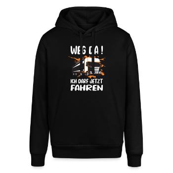 LKW Führerschein Bestanden Weg Da! Geschenk - Stanley/Stella Unisex Hoodie SOUNDER - Schwarz - Vorne - Alina (178cm) & Michal (187cm)