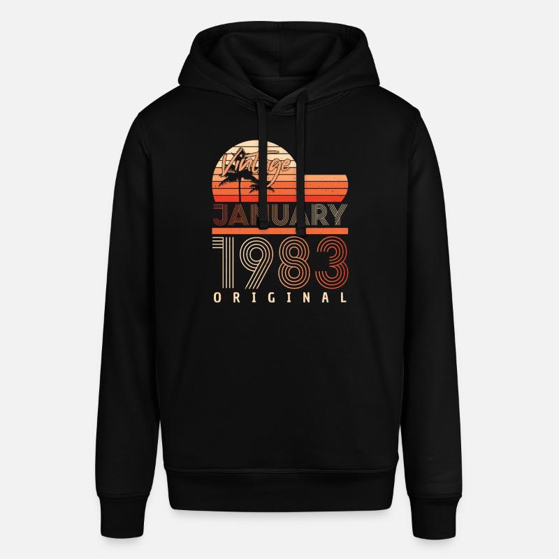 Né janvier 1983 Millésime - Sweat à capuche SOUNDER Stanley/Stella Unisexe - noir