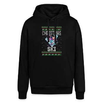 Funny Christmas Ski Lover Xmas Ugly Sweater Skiing - Stanley/Stella Unisex Hoodie SOUNDER - Schwarz - Vorne - Alina (178cm) & Michal (187cm)