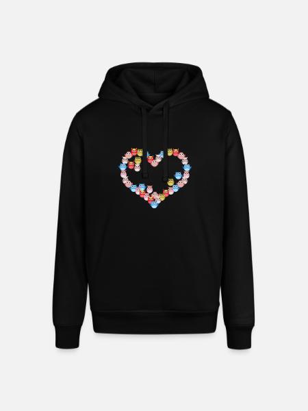 Bunte Herz-eule - Stanley/Stella Unisex Hoodie SOUNDER - Schwarz