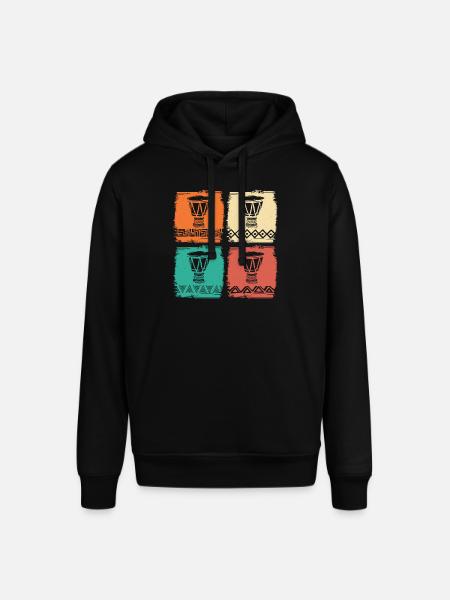African Instrument Retro Djembe & Dunun - Stanley/Stella SOUNDER Unisex Hoodie - black