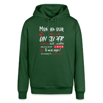 Mon amour humour saint valentin couple amoureux - Sweat à capuche SOUNDER Stanley/Stella Unisexe - vert bouteille - Devant - Alina (178cm) & Michal (187cm)