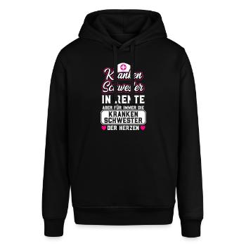 Rente Ruhestand Krankenschwester - Stanley/Stella Unisex Hoodie SOUNDER - Schwarz - Vorne - Alina (178cm) & Michal (187cm)
