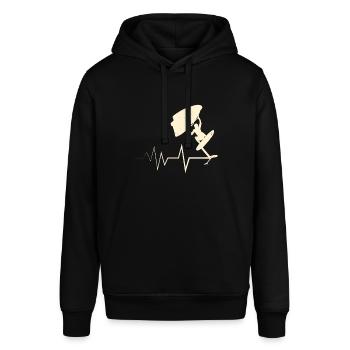 Wing Surf Herzschlag Wing Foiler Herz Wing Foil - Stanley/Stella Unisex Hoodie SOUNDER - Schwarz - Vorne - Alina (178cm) & Michal (187cm)