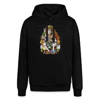 Hanuman Stoner raucht Gras - Stanley/Stella Unisex Hoodie SOUNDER - Schwarz - Vorne - Alina (178cm) & Michal (187cm)