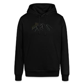 Berg Sonne Natur Naturmensch Motiv Nature - Stanley/Stella Unisex Hoodie SOUNDER - Schwarz - Vorne - Alina (178cm) & Michal (187cm)