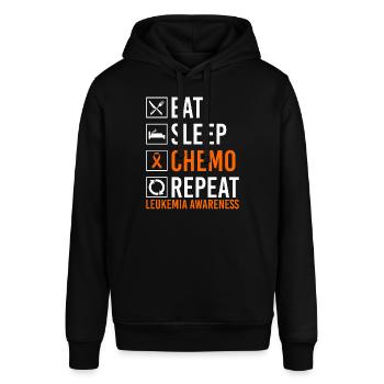 Leukämie-Bewusstsein Essen Schlafen Chemo Wiederho - Stanley/Stella Unisex Hoodie SOUNDER - Schwarz - Vorne - Alina (178cm) & Michal (187cm)