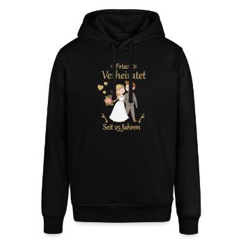 25 Jahre Verheiratet Silberhochzeit Geschenk - Stanley/Stella Unisex Hoodie SOUNDER - Schwarz - Vorne - Alina (178cm) & Michal (187cm)