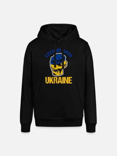 Stoję z ukrainą Flaga ukraińska - Bluza z kapturem typu unisex Stanley/Stella SOUNDER - czarny