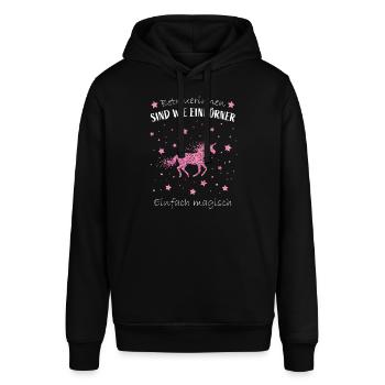 Einhorn Betreuerin Betreuung Altenheim - Stanley/Stella Unisex Hoodie SOUNDER - Schwarz - Vorne - Alina (178cm) & Michal (187cm)
