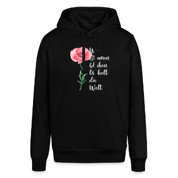 Wo Blumen blühen lächelt die Welt Mohn - Stanley/Stella Unisex Hoodie SOUNDER - Schwarz - Vorne - Alina (178cm) & Michal (187cm)