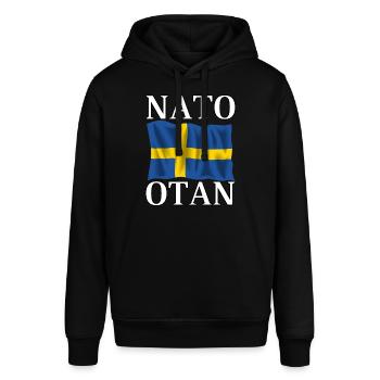 NATO take and Swedish flag - Stanley/Stella SOUNDER Unisex Hoodie - black - Front - Alina (178cm) & Michal (187cm)