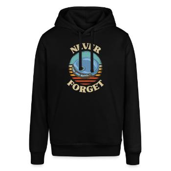 Retro cd player Never Forget Nostalgia Vintage - Stanley/Stella SOUNDER Unisex Hoodie - black - Front - Alina (178cm) & Michal (187cm)