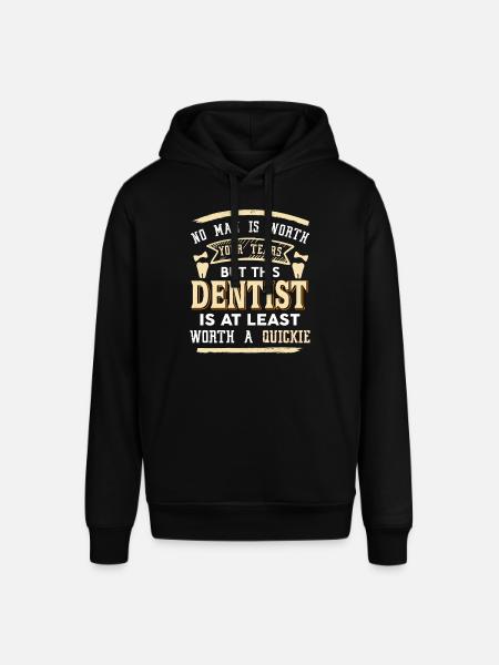Grappig deze tandarts is op zijn minst een vluggertje waard - Stanley/Stella Uniseks biologische hoodie SOUNDER - zwart