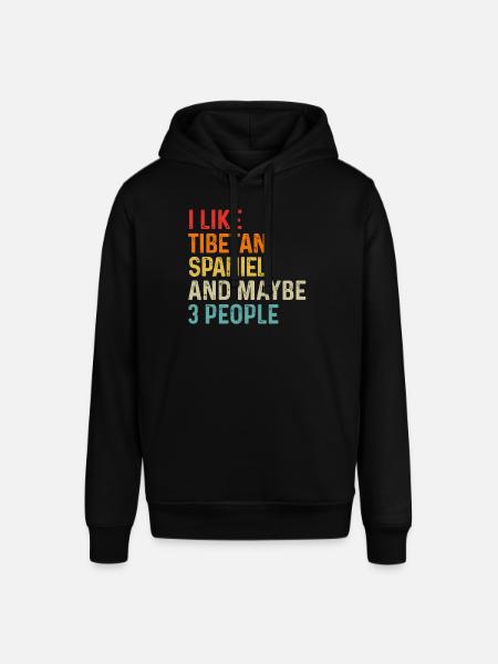 Jeg kan godt lide tibetansk spaniel og måske 3 personers hund - Stanley/Stella SOUNDER unisex hoodie - sort