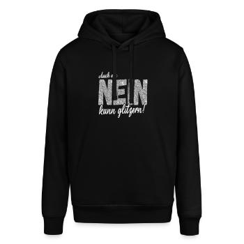 Auch ein NEIN kann glitzern! Lustiger Spruch - Stanley/Stella Unisex Hoodie SOUNDER - Schwarz - Vorne - Alina (178cm) & Michal (187cm)