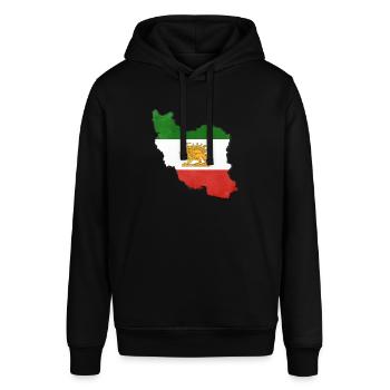 Lustige Iran Flagge Reise - Stanley/Stella Unisex Hoodie SOUNDER - Schwarz - Vorne - Alina (178cm) & Michal (187cm)