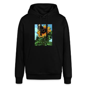 Schmetterlings sonnenblume geschenk - Stanley/Stella Unisex Hoodie SOUNDER - Schwarz - Vorne - Alina (178cm) & Michal (187cm)