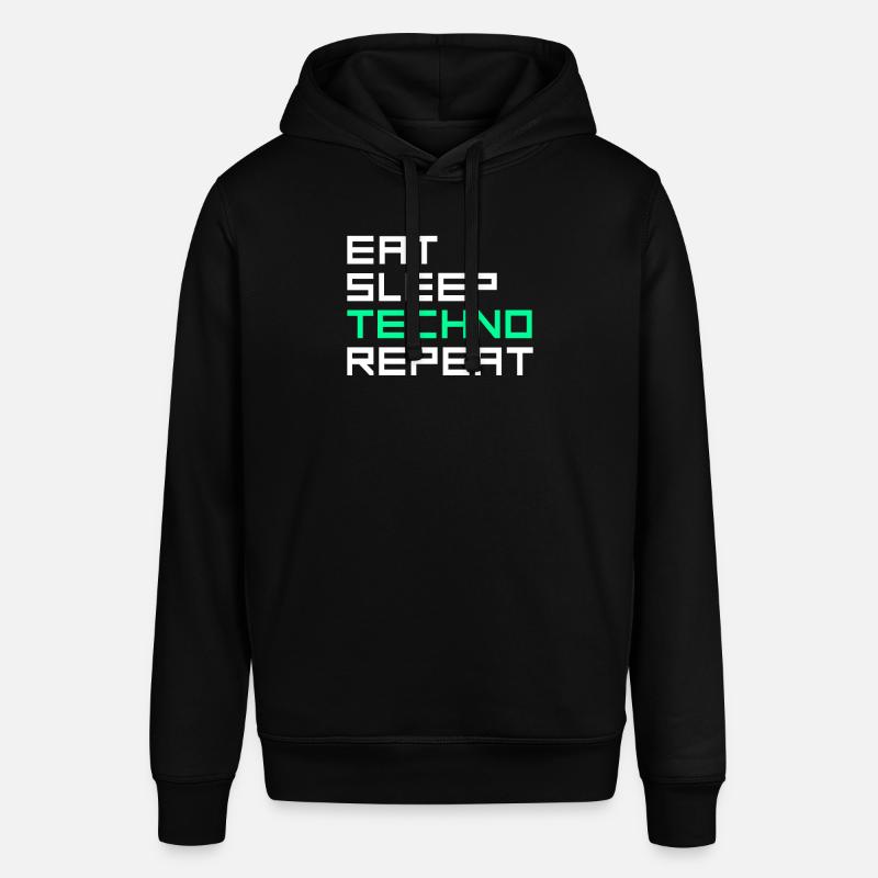 eat sleep techno repeat - Stanley/Stella Unisex Hoodie SOUNDER - Schwarz