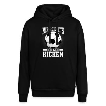 Mir reichts ich geh kicken Fußball Spruch - Stanley/Stella Unisex Hoodie SOUNDER - Schwarz - Vorne - Alina (178cm) & Michal (187cm)
