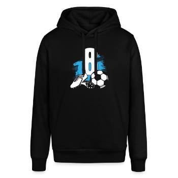 Fußball 8 Jahre alter Fußballer 8. Geburtstag - Stanley/Stella Unisex Hoodie SOUNDER - Schwarz - Vorne - Alina (178cm) & Michal (187cm)