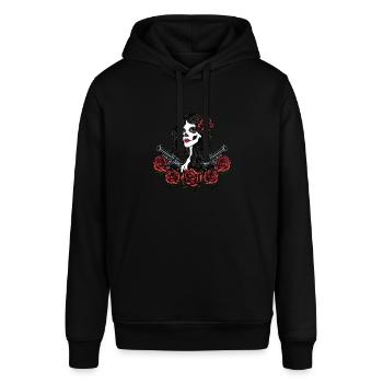 Schöne Frau Blumen Design - Stanley/Stella Unisex Hoodie SOUNDER - Schwarz - Vorne - Alina (178cm) & Michal (187cm)