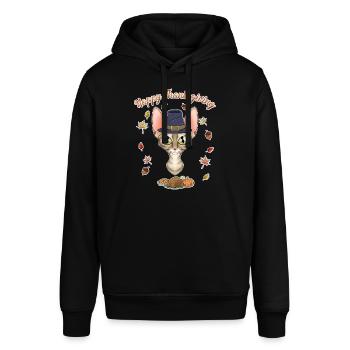 Devon Rex Cat Lover I Happy Thanksgiving - Stanley/Stella Unisex Hoodie SOUNDER - Schwarz - Vorne - Alina (178cm) & Michal (187cm)