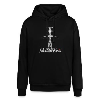 Paris Eiffelturm Strommast Elektriker Satire Liebe - Stanley/Stella Unisex Hoodie SOUNDER - Schwarz - Vorne - Alina (178cm) & Michal (187cm)