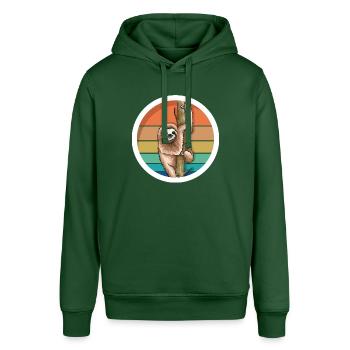 Süßes Retro Vintage Faultier - Stanley/Stella Unisex Hoodie SOUNDER - Flaschengrün - Vorne - Alina (178cm) & Michal (187cm)