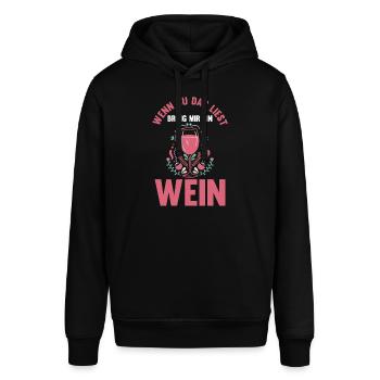 Wenn du das liest bring mir ein Wein - Stanley/Stella Unisex Hoodie SOUNDER - Schwarz - Vorne - Alina (178cm) & Michal (187cm)
