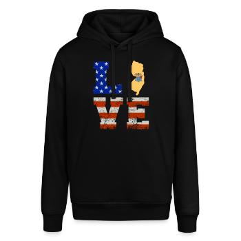 Liebe New Jersey Geschenk - Stanley/Stella Unisex Hoodie SOUNDER - Schwarz - Vorne - Alina (178cm) & Michal (187cm)