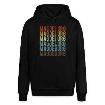Magdeburg Stadt Retro Vintage - Stanley/Stella Unisex Hoodie SOUNDER - Schwarz - Vorne - Alina (178cm) & Michal (187cm)