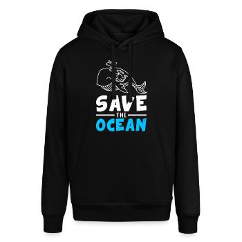 Wal Fisch Leben Umweltschutz Planet Ozean Meer - Stanley/Stella Unisex Hoodie SOUNDER - Schwarz - Vorne - Alina (178cm) & Michal (187cm)