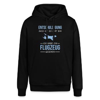 Flugzeug Luftfahrt Flieger Planespotter Idee - Stanley/Stella Unisex Hoodie SOUNDER - Schwarz - Vorne - Alina (178cm) & Michal (187cm)