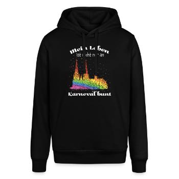 Kölner Dom Regenbogenfahne Pride Kölle Alaaf - Stanley/Stella Unisex Hoodie SOUNDER - Schwarz - Vorne - Alina (178cm) & Michal (187cm)