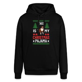 Australian Shepherd Weihnachten Hund Welpe - Stanley/Stella Unisex Hoodie SOUNDER - Schwarz - Vorne - Alina (178cm) & Michal (187cm)