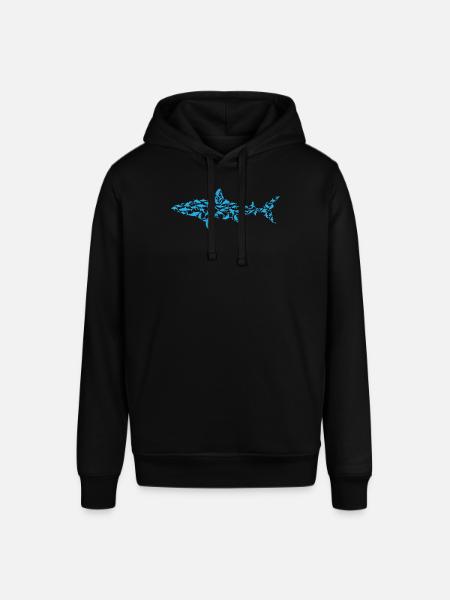 Grote Witte Haai Vis - Haaien Silhouet Wit S - Stanley/Stella Uniseks biologische hoodie SOUNDER - zwart