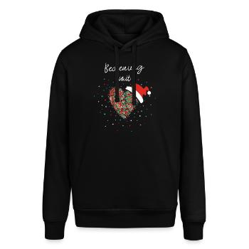 Bedienung Mit Herz Kellnerin Weihnachtsoutfit - Stanley/Stella Unisex Hoodie SOUNDER - Schwarz - Vorne - Alina (178cm) & Michal (187cm)