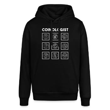 Numismatik Münzsammeln Geschenk - Stanley/Stella Unisex Hoodie SOUNDER - Schwarz - Vorne - Alina (178cm) & Michal (187cm)