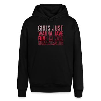 Girls Just Wanna Have Fundamental Human Rights - Stanley/Stella Unisex Hoodie SOUNDER - Schwarz - Vorne - Alina (178cm) & Michal (187cm)