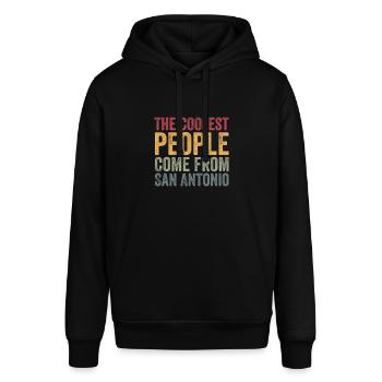 Coolest people come from San Antonio - Stanley/Stella Unisex Hoodie SOUNDER - Schwarz - Vorne - Alina (178cm) & Michal (187cm)