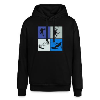 Kite Surfing, Kite Board, Lifestyle Vintage Design - Stanley/Stella SOUNDER Unisex Hoodie - black - Front - Alina (178cm) & Michal (187cm)