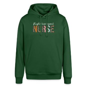 Flight-Transport Nurse Colorful Leopard Print - Stanley/Stella SOUNDER Unisex Hoodie - bottle green - Front - Alina (178cm) & Michal (187cm)